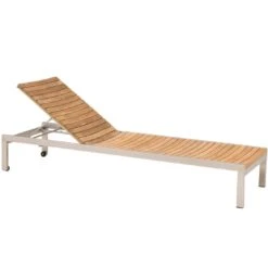 OUTLIV. Pasadena Gartenliege Edelstahl/Teak Teak Natur