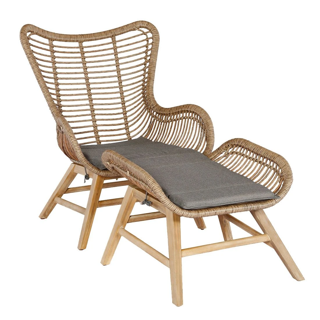 OUTLIV. Aurora Loungesessel mit Fußablage Akazie/Geflecht Teaklook/Grau OUTLIV. Aurora Loungesessel Mit Fußablage Akazie/Geflecht Teaklook/Grau -Outliv 1095779 1