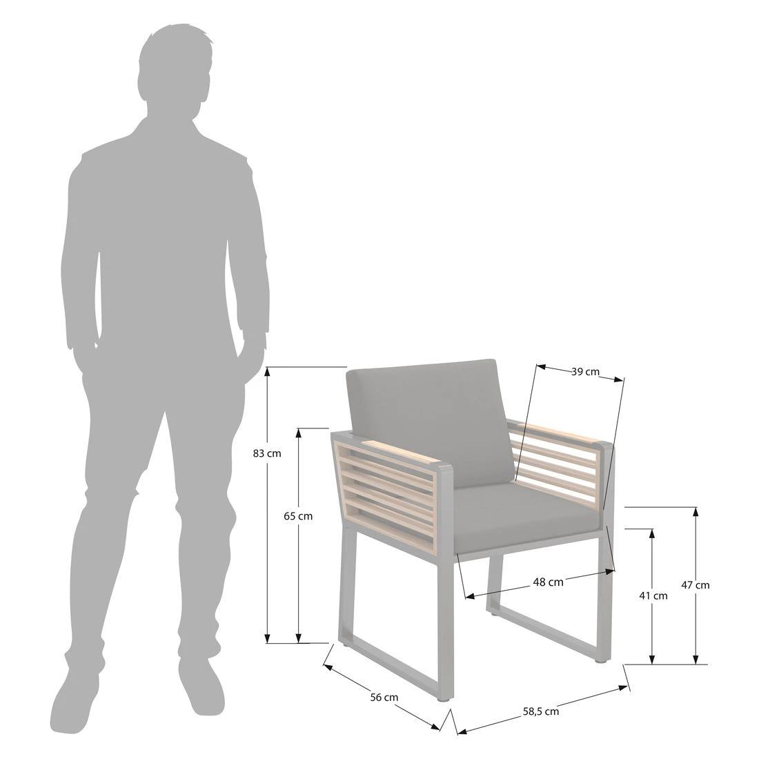 OUTLIV. New York Gartensessel Aluminium/Teak/Olefin Anthrazit OUTLIV. New York Gartensessel Aluminium/Teak/Olefin Anthrazit -Outliv 1101763 7