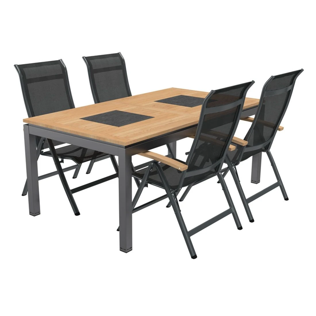 OUTLIV. Alpha Gartenmöbel-Set 5-tlg. Ausziehtisch 180/240x100cm Anthrazit/Schwarz OUTLIV. Alpha Gartenmöbel-Set 5-tlg. Ausziehtisch 180/240x100cm Anthrazit/Schwarz -Outliv 1173362 1