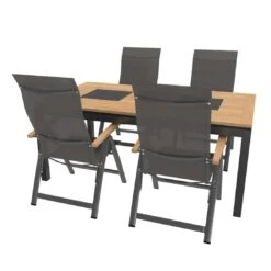 OUTLIV. Davos Gartenmöbelset 5-teilig Klappsessel Mit Linz Ausziehtisch 180/240x100 Cm Anthrazit/Grau -Outliv 1173406 3
