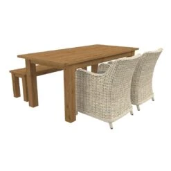 OUTLIV. Oxford Gartenmöbelset 4-teilig Geflecht-Diningsessel Mit Tisch 180x90 Cm Braun/Taupe