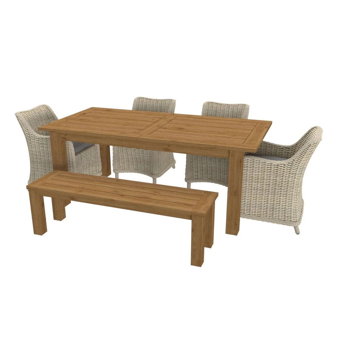 OUTLIV. Oxford Gartenmöbelset 6-teilig Geflecht-Diningsessel mit Ausziehtisch 200/260x100 cm Braun/Teak OUTLIV. Oxford Gartenmöbelset 6-teilig Geflecht-Diningsessel Mit Ausziehtisch 200/260x100 Cm Braun/Teak -Outliv 1175210 1