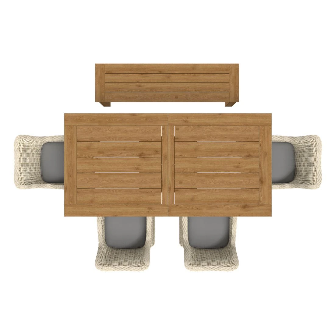 OUTLIV. Oxford Gartenmöbelset 6-teilig Geflecht-Diningsessel mit Ausziehtisch 200/260x100 cm Braun/Teak OUTLIV. Oxford Gartenmöbelset 6-teilig Geflecht-Diningsessel Mit Ausziehtisch 200/260x100 Cm Braun/Teak -Outliv 1175210 2