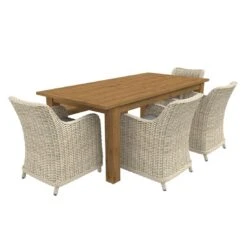 OUTLIV. Oxford Gartenmöbelset 6-teilig Geflecht-Diningsessel Mit Ausziehtisch 200/260x100 Cm Braun/Teak 2 OUTLIV. Oxford Gartenmöbelset 6-teilig Geflecht-Diningsessel Mit Ausziehtisch 200/260x100 Cm Braun/Teak -Outliv 1175210 3