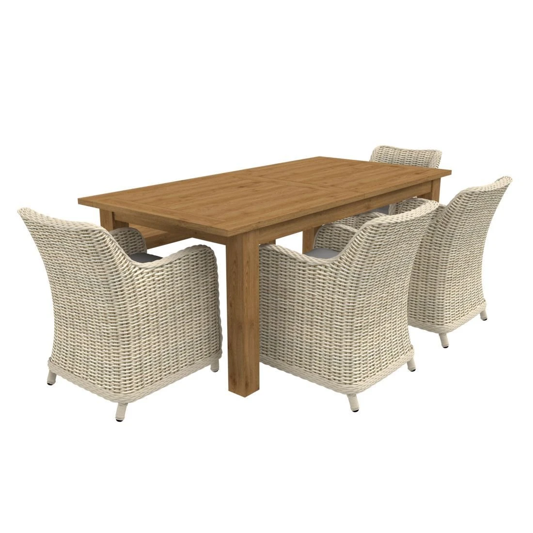 OUTLIV. Oxford Gartenmöbelset 6-teilig Geflecht-Diningsessel mit Ausziehtisch 200/260x100 cm Braun/Teak OUTLIV. Oxford Gartenmöbelset 6-teilig Geflecht-Diningsessel Mit Ausziehtisch 200/260x100 Cm Braun/Teak -Outliv 1175210 3