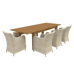 OUTLIV. Oxford Gartenmöbelset 6-teilig Geflecht-Diningsessel Mit Ausziehtisch 200/260x100 Cm Braun/Teak 3 OUTLIV. Oxford Gartenmöbelset 6-teilig Geflecht-Diningsessel Mit Ausziehtisch 200/260x100 Cm Braun/Teak -Outliv 1175210 4