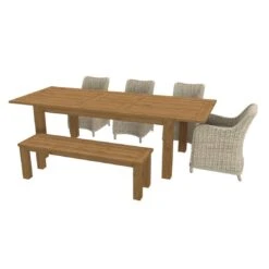 OUTLIV. Oxford Gartenmöbelset 6-teilig Geflecht-Diningsessel Mit Ausziehtisch 200/260x100 Cm Braun/Teak 5 OUTLIV. Oxford Gartenmöbelset 6-teilig Geflecht-Diningsessel Mit Ausziehtisch 200/260x100 Cm Braun/Teak -Outliv 1175210 6