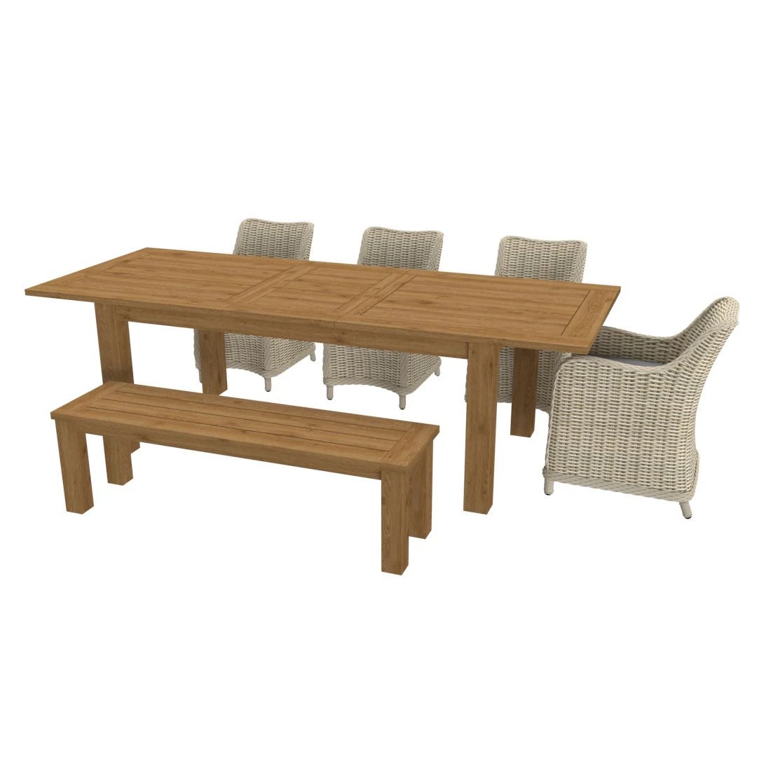 OUTLIV. Oxford Gartenmöbelset 6-teilig Geflecht-Diningsessel mit Ausziehtisch 200/260x100 cm Braun/Teak OUTLIV. Oxford Gartenmöbelset 6-teilig Geflecht-Diningsessel Mit Ausziehtisch 200/260x100 Cm Braun/Teak -Outliv 1175210 6