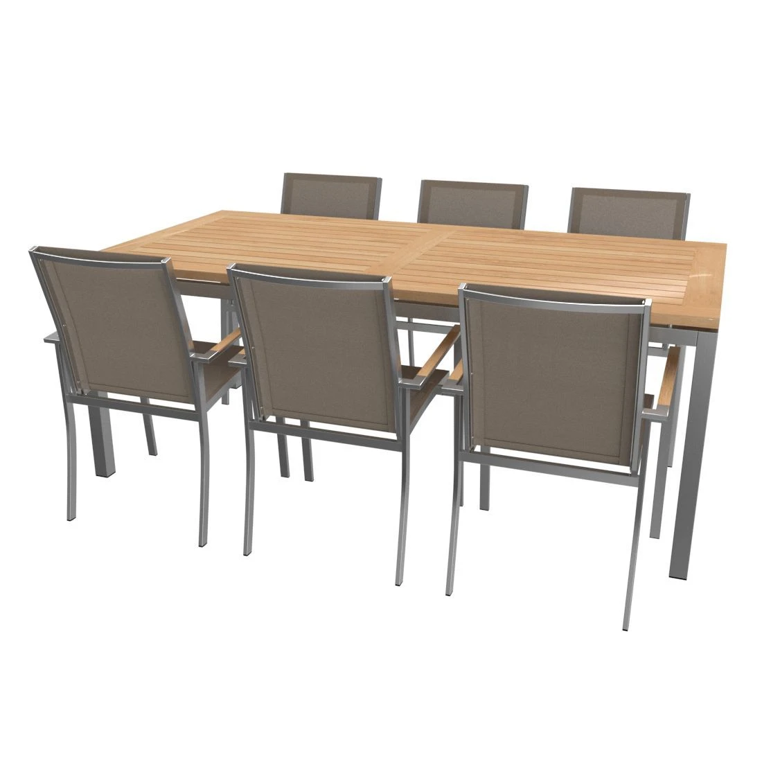 OUTLIV. Oviedo Gartenmöbelset 8-teilig Stapelsessel mit OUTLIV. Tisch 200x100 cm Edelstahl/Taupe OUTLIV. Oviedo Gartenmöbelset 8-teilig Stapelsessel Mit OUTLIV. Tisch 200x100 Cm Edelstahl/Taupe -Outliv 1176508 3