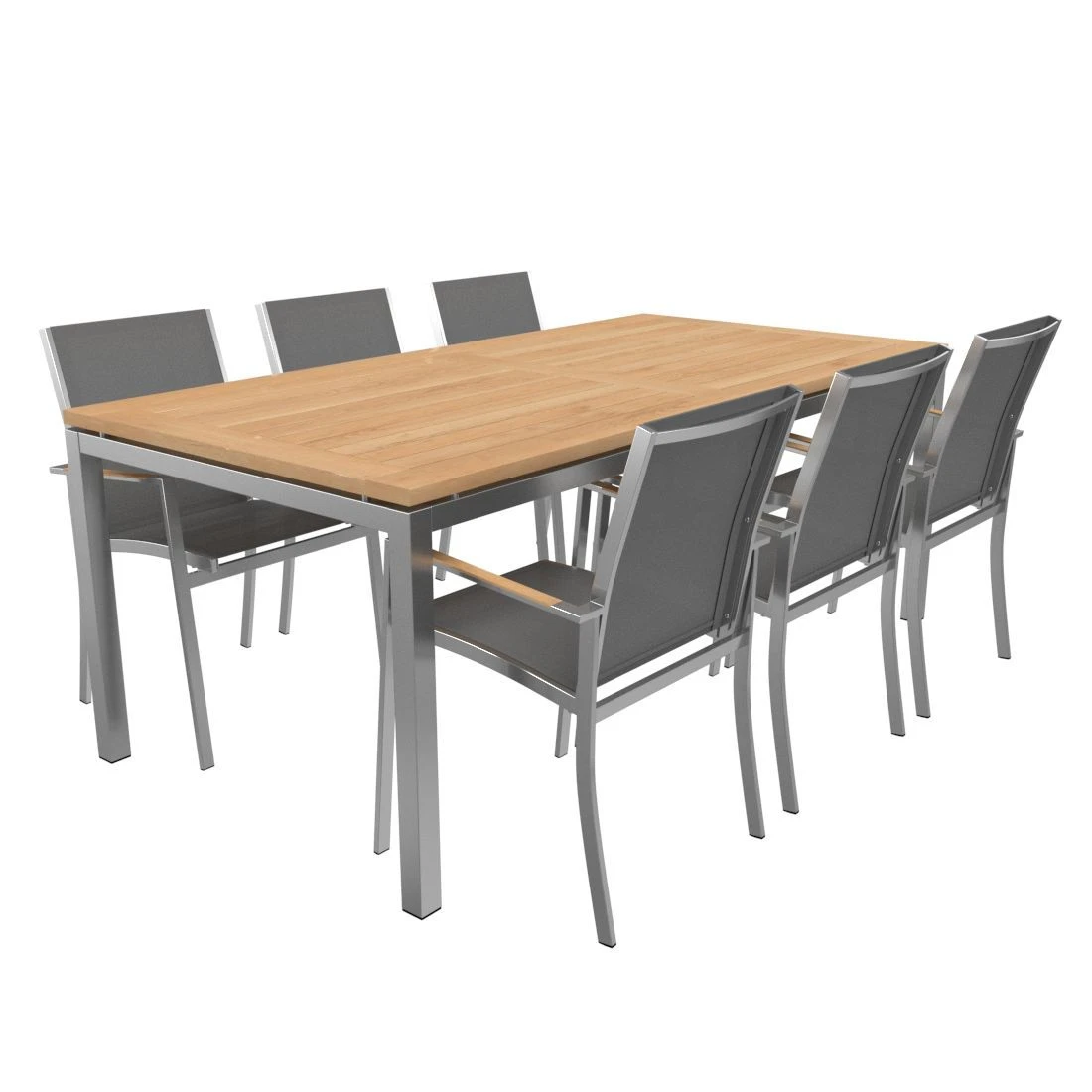 OUTLIV. Oviedo Gartenmöbelset 8-teilig Stapelsessel mit OUTLIV. Tisch 200x100 cm Edelstahl/Schwarz-Silber OUTLIV. Oviedo Gartenmöbelset 8-teilig Stapelsessel Mit OUTLIV. Tisch 200x100 Cm Edelstahl/Schwarz-Silber -Outliv 1176519 1