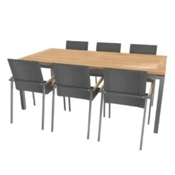 OUTLIV. Rimini Gartenmöbelset 8-tlg. Tisch 200x100cm Edelstahl/Silber-Schwarz 2 OUTLIV. Rimini Gartenmöbelset 8-tlg. Tisch 200x100cm Edelstahl/Silber-Schwarz -Outliv 1176772 3