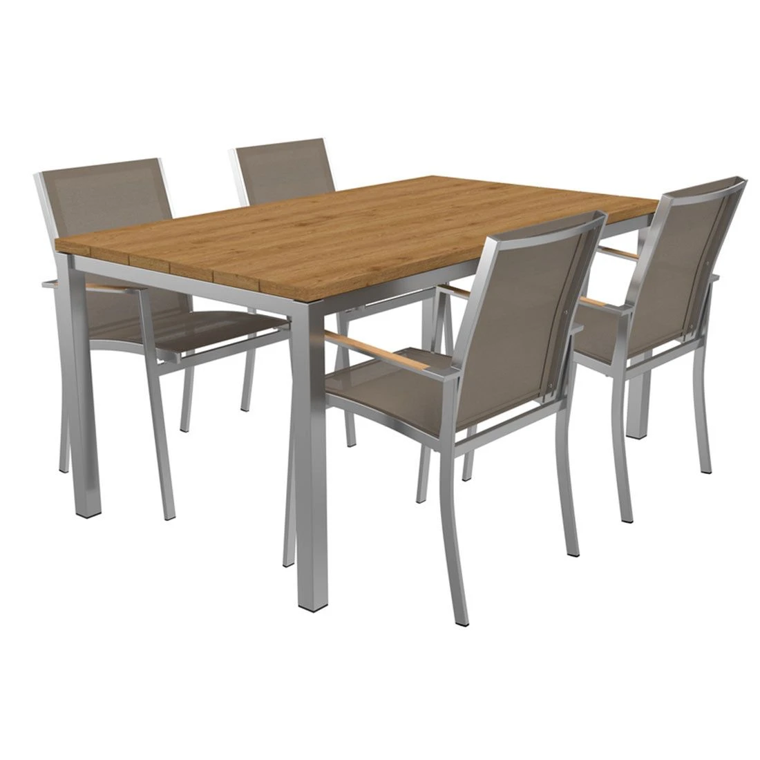 OUTLIV. Oviedo Gartenmöbelset 5-teilig Stapelsessel mit Rimini Tisch 160x90 cm Edelstahl/Taupe OUTLIV. Oviedo Gartenmöbelset 5-teilig Stapelsessel Mit Rimini Tisch 160x90 Cm Edelstahl/Taupe -Outliv 1176992 1