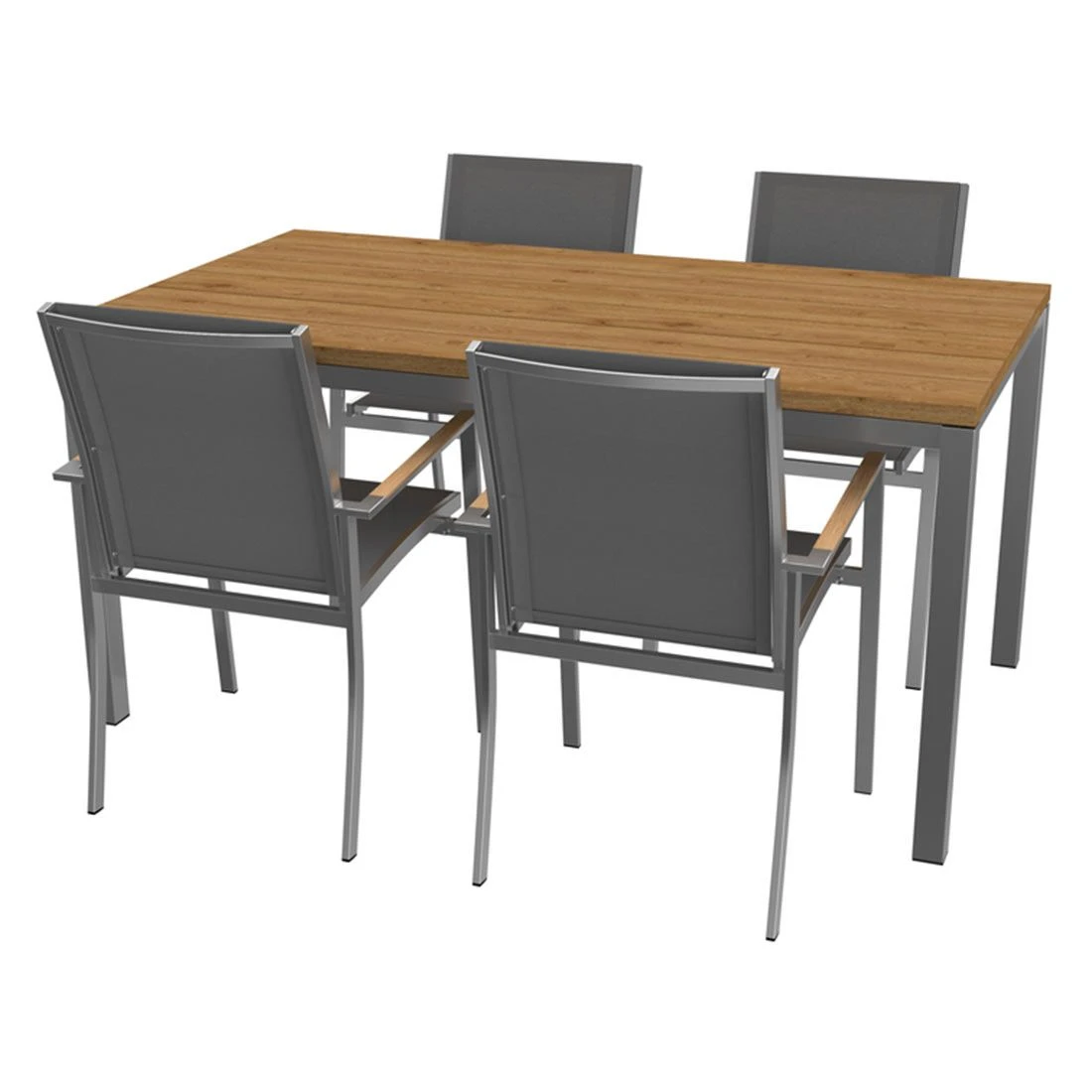 OUTLIV. Oviedo Gartenmöbelset 5-teilig Stapelsessel mit Rimini Tisch 160x90 cm Edelstahl/Schwarz-Silber OUTLIV. Oviedo Gartenmöbelset 5-teilig Stapelsessel Mit Rimini Tisch 160x90 Cm Edelstahl/Schwarz-Silber -Outliv 1177003 3