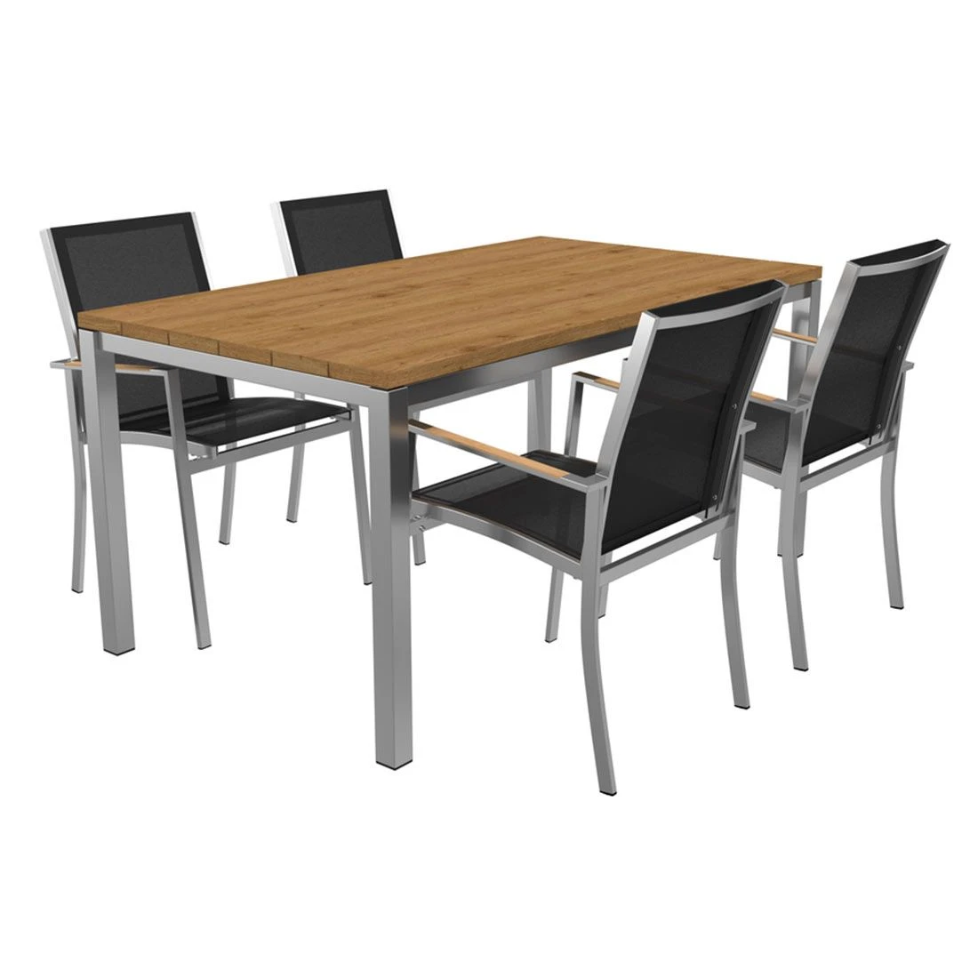 OUTLIV. Oviedo Gartenmöbelset 5-teilig Stapelsessel mit Rimini Tisch 160x90 cm Edelstahl/Schwarz OUTLIV. Oviedo Gartenmöbelset 5-teilig Stapelsessel Mit Rimini Tisch 160x90 Cm Edelstahl/Schwarz -Outliv 1177014 1