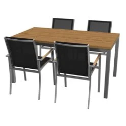 OUTLIV. Oviedo Gartenmöbelset 5-teilig Stapelsessel Mit Rimini Tisch 160x90 Cm Edelstahl/Schwarz 2 OUTLIV. Oviedo Gartenmöbelset 5-teilig Stapelsessel Mit Rimini Tisch 160x90 Cm Edelstahl/Schwarz -Outliv 1177014 3