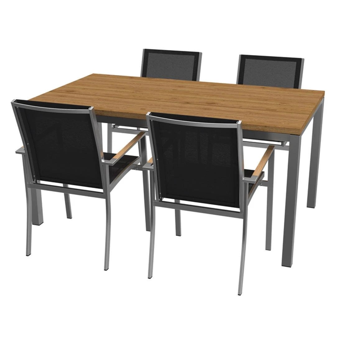 OUTLIV. Oviedo Gartenmöbelset 5-teilig Stapelsessel mit Rimini Tisch 160x90 cm Edelstahl/Schwarz OUTLIV. Oviedo Gartenmöbelset 5-teilig Stapelsessel Mit Rimini Tisch 160x90 Cm Edelstahl/Schwarz -Outliv 1177014 3