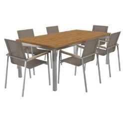 OUTLIV. Rimini Gartenmöbelset 7-tlg. Tisch 200x100cm Edelstahl/Taupe