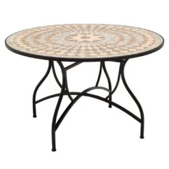 OUTLIV. Mosaik Gartentisch Ø120cm Eisen/Mosaik Schwarz/Mosaik