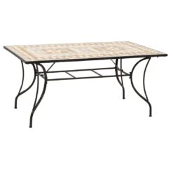OUTLIV. Mosaik Gartentisch 160x90cm Eisen/Mosaik Schwarz/Mosaik