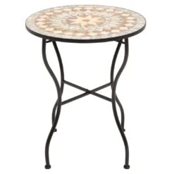 OUTLIV. Mosaik Gartentisch Ø60cm Eisen/Mosaik Schwarz/Mosaik