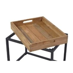 OUTLIV. Tray Beistelltisch 40x30cm Stahl/Teak Recycelt Schwarz/Teak -Outliv 1243773 6