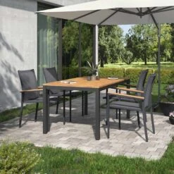 OUTLIV. Kobe Gartenmöbelset 5-tlg. Mit Tisch 160x90 Cm Anthrazit