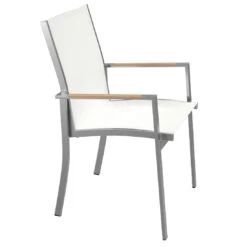 OUTLIV. Oviedo Stapelsessel Edelstahl/Textilene Mit Teakarmlehnen Weiß 2 OUTLIV. Oviedo Stapelsessel Edelstahl/Textilene Mit Teakarmlehnen Weiß -Outliv 836124 2