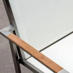 OUTLIV. Oviedo Stapelsessel Edelstahl/Textilene Mit Teakarmlehnen Weiß 3 OUTLIV. Oviedo Stapelsessel Edelstahl/Textilene Mit Teakarmlehnen Weiß -Outliv 836124 3