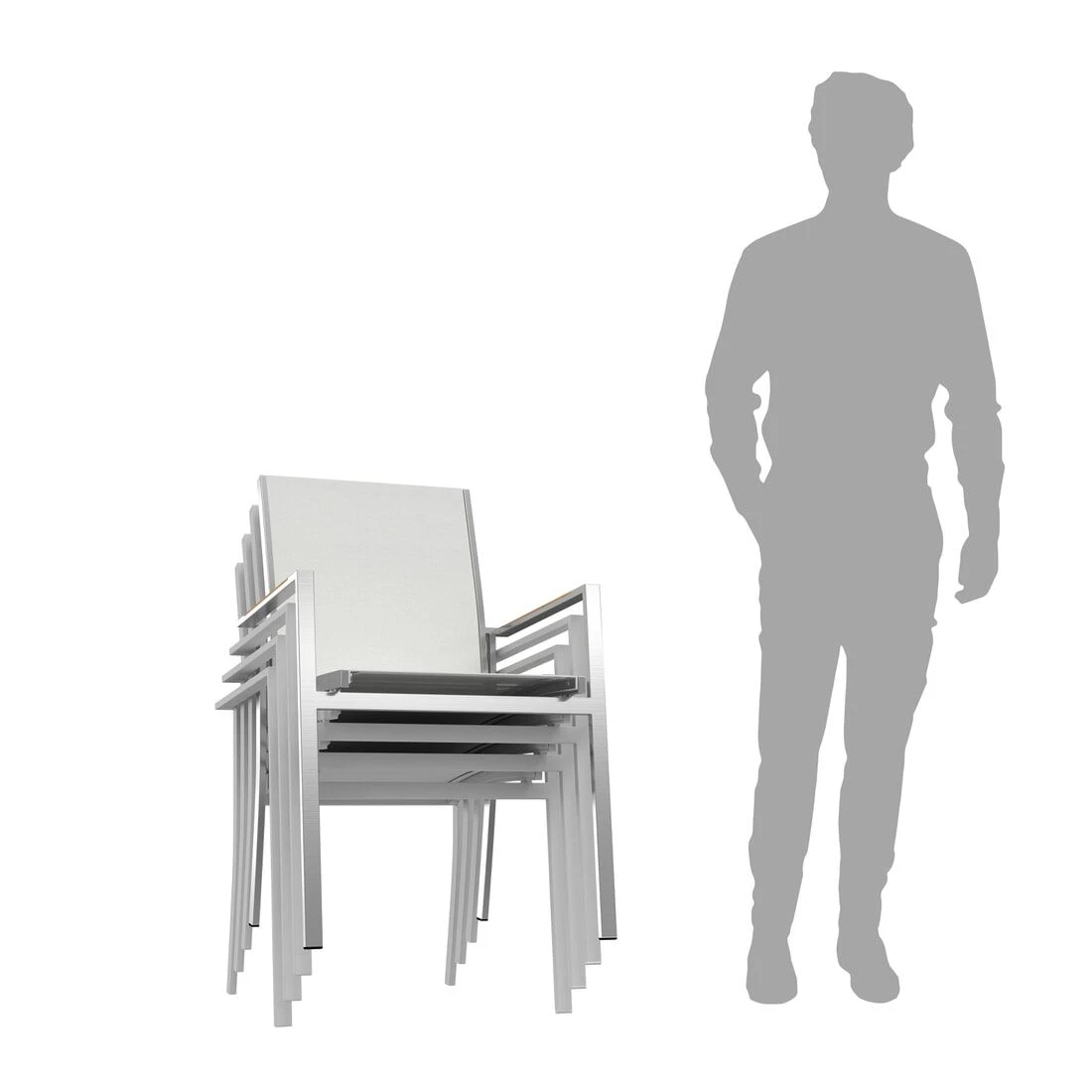 OUTLIV. Oviedo Stapelsessel Edelstahl/Textilene mit Teakarmlehnen Weiß OUTLIV. Oviedo Stapelsessel Edelstahl/Textilene Mit Teakarmlehnen Weiß -Outliv 836124 4