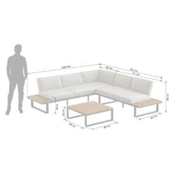 OUTLIV. Albufeira Ecklounge 3-teilig Aluminium/Akazie/Polster Schwarz/Teaklook/Royal Stone Grey -Outliv 931813 3