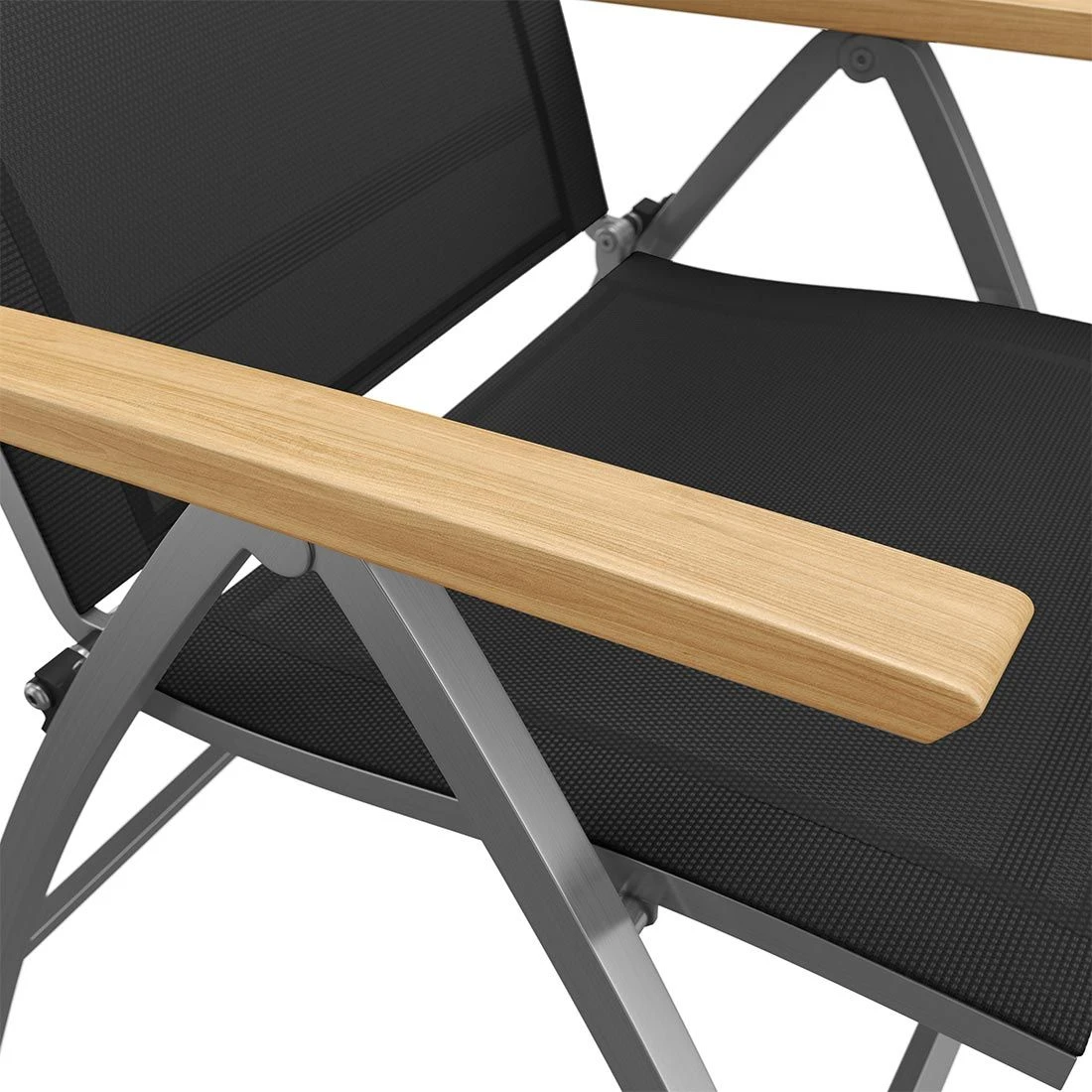 OUTLIV. Oviedo Klappsessel Edelstahl/Textilene/Teak-AL Schwarz OUTLIV. Oviedo Klappsessel Edelstahl/Textilene/Teak-AL Schwarz -Outliv 980059 8