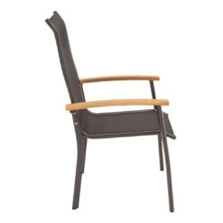 OUTLIV. Alpha Stapelsessel Aluminium/Textilene Teakarmlehnen Anthrazit/Schwarz 3 OUTLIV. Alpha Stapelsessel Aluminium/Textilene Teakarmlehnen Anthrazit/Schwarz -Outliv 987187 3