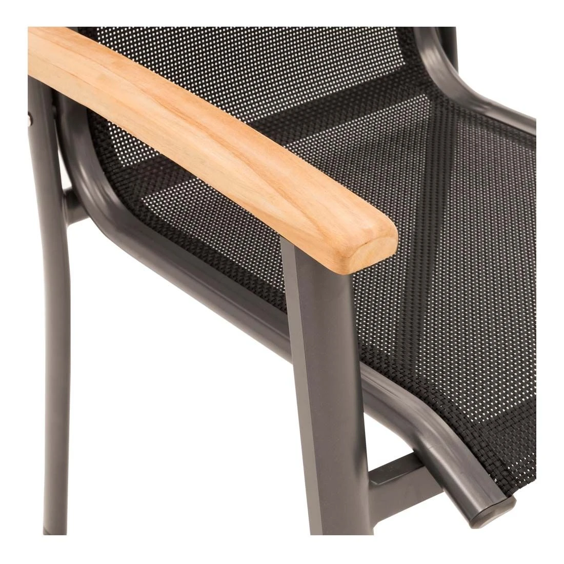 OUTLIV. Alpha Stapelsessel Aluminium/Textilene Teakarmlehnen Anthrazit/Schwarz OUTLIV. Alpha Stapelsessel Aluminium/Textilene Teakarmlehnen Anthrazit/Schwarz -Outliv 987187 5