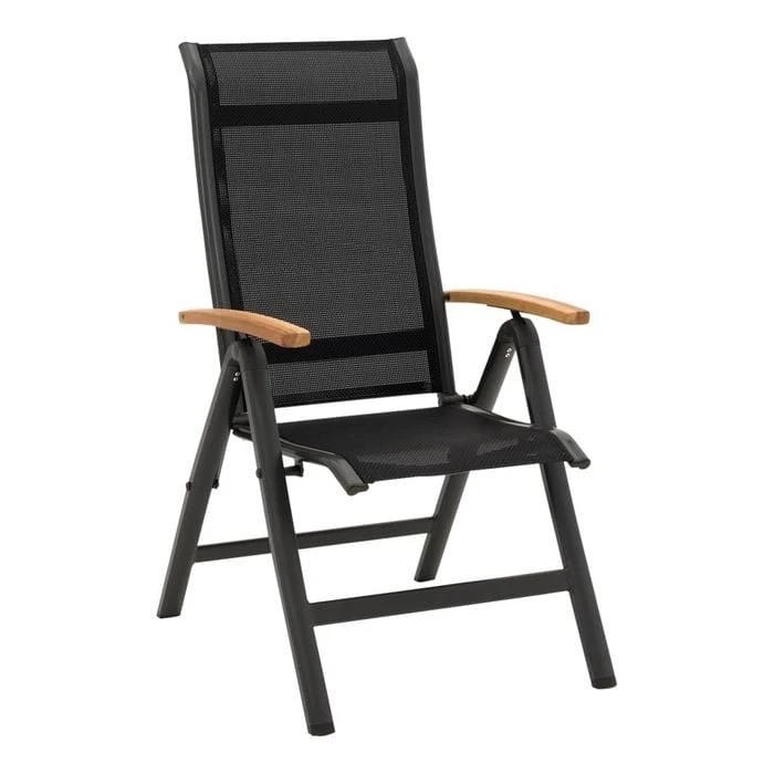 OUTLIV. Alpha Klappsessel Aluminium/Textilene Teakarmlehnen Anthrazit/Schwarz OUTLIV. Alpha Klappsessel Aluminium/Textilene Teakarmlehnen Anthrazit/Schwarz -Outliv 987396 1