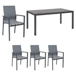 OUTLIV. Atlanta Gartenmöbelset 5-tlg. Tisch 160x90cm Anthrazit/Schwarz-Grau