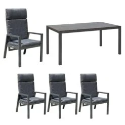 OUTLIV. Barcelona Gartenmöbelset 5-tlg. Tisch 160x90cm Anthrazit/Grau
