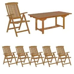 OUTLIV. Ontario Gartenmöbelset 7-tlg. Mit Tisch 180/240x100cm Natur