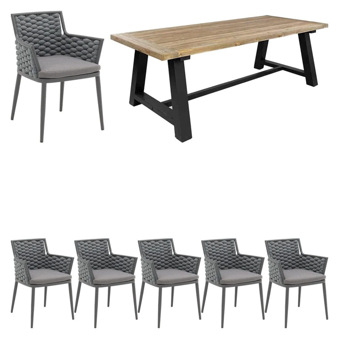 OUTLIV. Leon Gartenmöbelset 7-tlg. Tisch 240x100 cm Anthrazit/Anthrazit-Blau-Meliert OUTLIV. Leon Gartenmöbelset 7-tlg. Tisch 240x100 Cm Anthrazit/Anthrazit-Blau-Meliert -Outliv by ds leon gartenmoebelset 7 tlg mit gartentisch 240x100cm 1391327 1