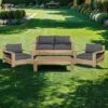 OUTLIV. Castello Loungeset 4-tlg. Recycelt Teak/Sunproof Natur/Dunkelgrau