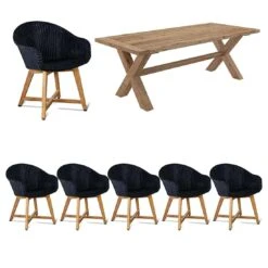 OUTLIV. Clovelly Gartenmöbelset 7-tlg. Tisch 220x100cm Natur/Schwarz