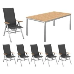 OUTLIV. Kreta Gartenmöbelset 7-tlg. Mit Tisch 180/240x90 Cm Silber/Coal