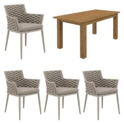 OUTLIV. Leon Gartenmöbelset 5-tlg. Tisch 180x90cm Grau/Beige