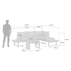 OUTLIV. Alpha Ecklounge 3-tlg. Aluminium/Kunstfaser Anthrazit/Dunkelgrau -Outliv outliv alpha loungeset 3ttlg aluminium olefin anthrazit dunkelgrau 1239384 13