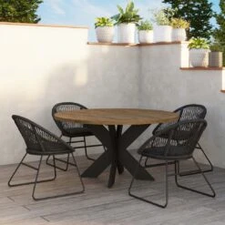 OUTLIV. Atlanta Gartentisch Aluminium/Teak Charcoal/Teak Recycelt 2 OUTLIV. Atlanta Gartentisch Aluminium/Teak Charcoal/Teak Recycelt -Outliv outliv atlanta gartentisch durchm130cm aluminium teak 1184879 3