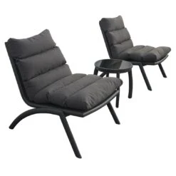 OUTLIV. Bess Gartenmöbel-Set 3-tlg. Aluminium/Textilene Anthrazit/Grau -Outliv outliv bess balkonset 3 tlg aluminium textilene 1348713 7