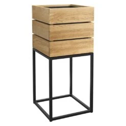 OUTLIV. Flora Pflanztopf 40x41x92cm Schwarz/Wildeiche