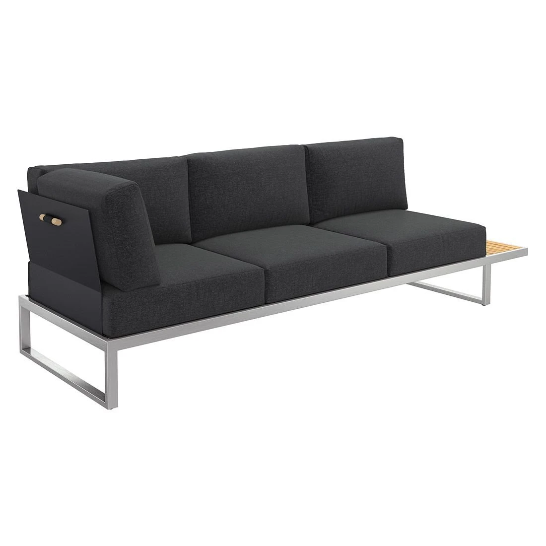 OUTLIV. Capri Gartensofa Schwarz OUTLIV. Capri Gartensofa Schwarz -Outliv outliv capri 3 sitzersofa edelstahl teak inklusive kissen schwarz 1168940 2