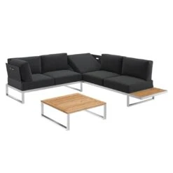 OUTLIV. Capri Ecklounge 3tlg Edelstahl/Teak Schwarz 2 OUTLIV. Capri Ecklounge 3tlg Edelstahl/Teak Schwarz -Outliv outliv capri loungegruppe 3tlg edelstahl teak schwarz 1182393 2