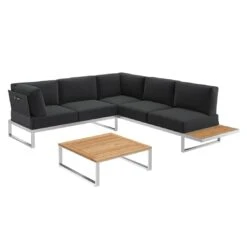 OUTLIV. Capri Ecklounge 3tlg Edelstahl/Teak Schwarz 3 OUTLIV. Capri Ecklounge 3tlg Edelstahl/Teak Schwarz -Outliv outliv capri loungegruppe 3tlg edelstahl teak schwarz 1182393 3